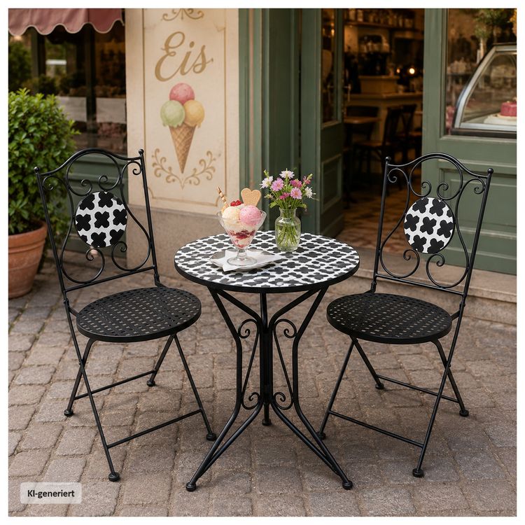 Produktbild: HTI-Living Gartenstuhl 2er-Set Metall Black and White Gartenstuhl 2er-Set Metall Black and White