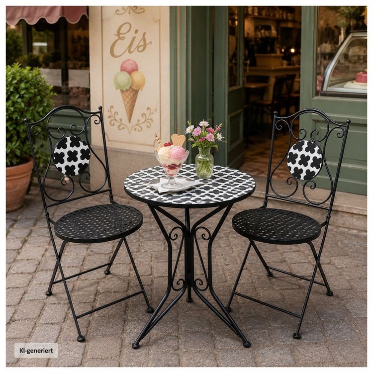 Produktbild: HTI-Living Gartentisch Metall Black and White Gartentisch Metall Black and White