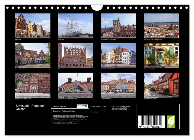 Produktbild: Stralsund - Perle der Ostsee (Wandkalender 2026 DIN A4 quer), CALVENDO Monatskalender