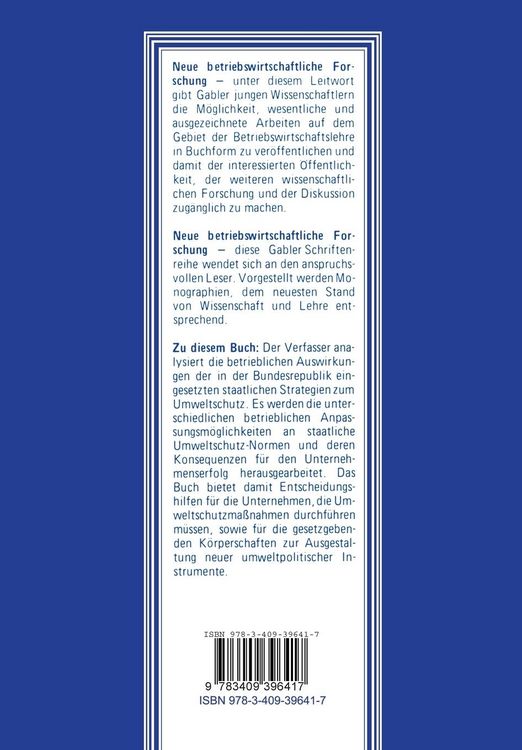 Produktbild: Umweltschutz und Unternehmensplanung