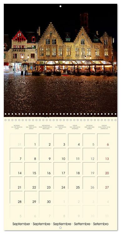 Produktbild: Gand et Bruges au cr&eacute;puscule (Calendrier mural carr&eacute; 2026 30x30 cm) Calendrier double avec une page pour vos prises de notes