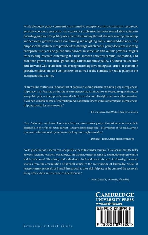 Produktbild: Entrepreneurship, Growth, and Public Policy