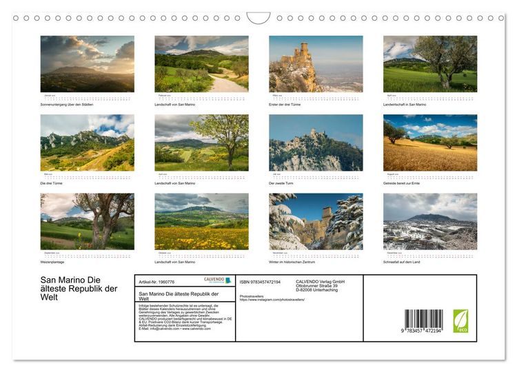 Produktbild: San Marino Die &auml;lteste Republik der Welt (Wandkalender 2026 DIN A3 quer), CALVENDO Monatskalender