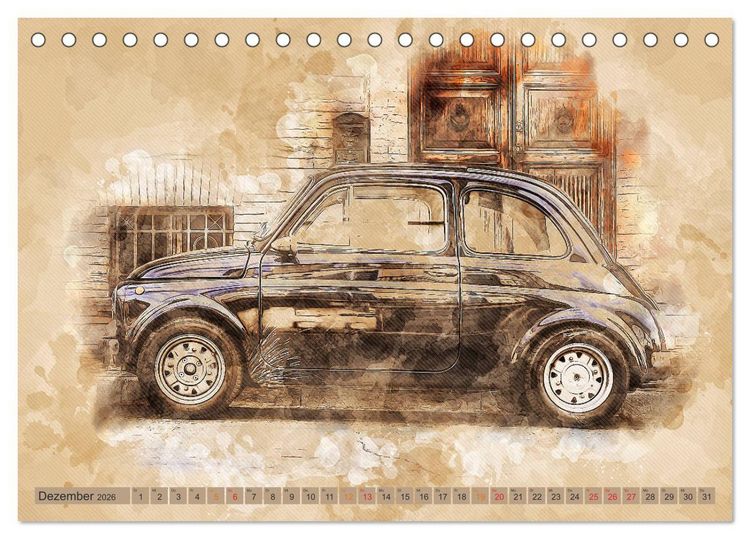 Produktbild: Kult-Autos, Nuova 500 (Tischkalender 2026 DIN A5 quer), CALVENDO Monatskalender