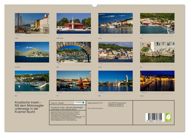 Produktbild: Kroatische Inseln - Mit dem Motorsegler unterwegs in der Kvarner Bucht (hochwertiger Premium Wandkalender 2026 DIN A2 quer), Kunstdruck in Hochglanz