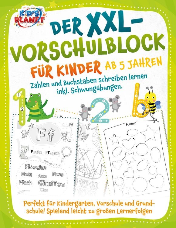 Produktbild: Der XXL-Vorschulblock f&uuml;r Kinder ab 5 Jahren: Zahlen und Buchstaben schreiben lernen inkl. Schwung&uuml;bungen. Perfekt f&uuml;r Kindergarten, Vorschule und Grundschule! Spielend leicht zu gro&szlig;en Lernerfolgen