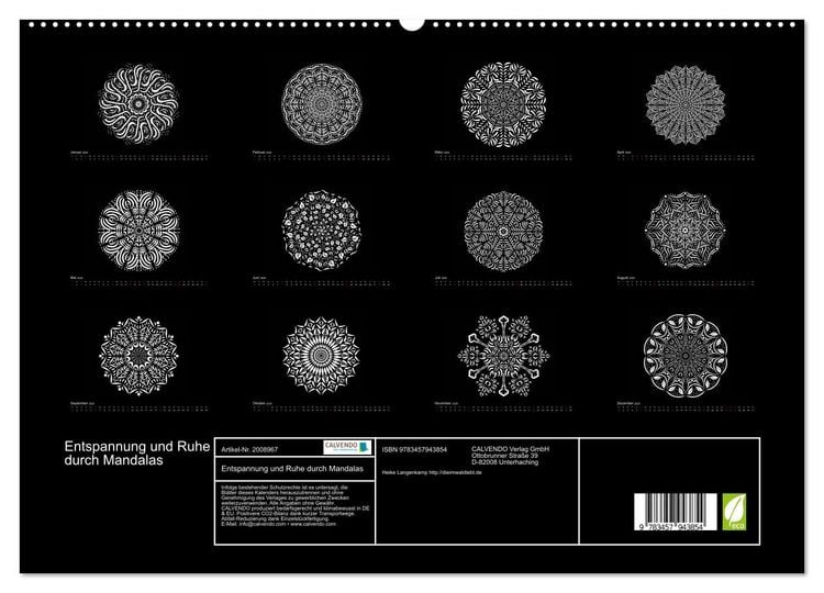Produktbild: Entspannung und Ruhe durch Mandalas (hochwertiger Premium Wandkalender 2026 DIN A2 quer), Kunstdruck in Hochglanz