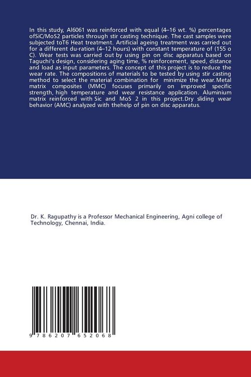 Produktbild: Dry Sliding Wear Behaviour Of Heat Treated (t6) Aluminum Composite