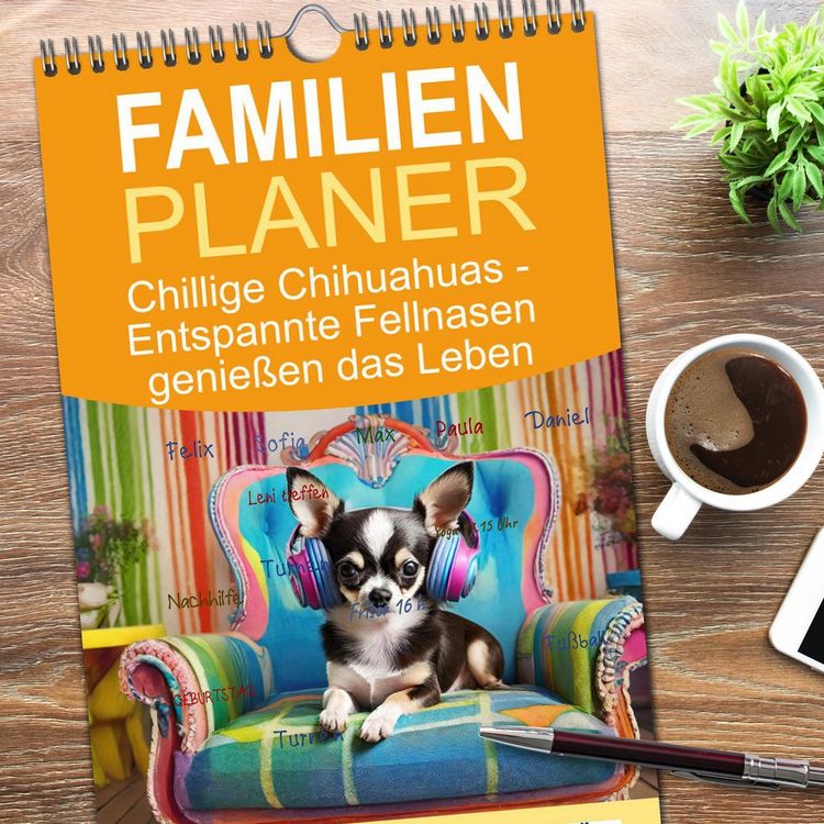 Produktbild: Familienplaner 2026 - Chillige Chihuahuas - Entspannte Fellnasen genie&szlig;en das Leben mit 5 Spalten (Wandkalender, 21 x 45 cm) CALVENDO