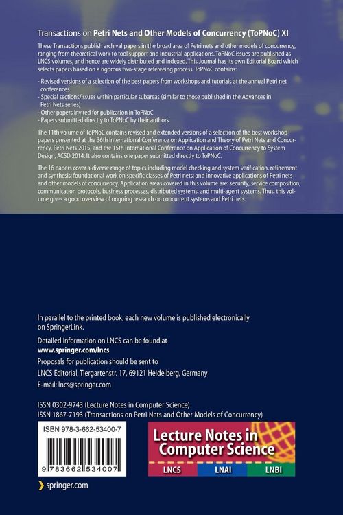 Produktbild: Transactions on Petri Nets and Other Models of Concurrency XI