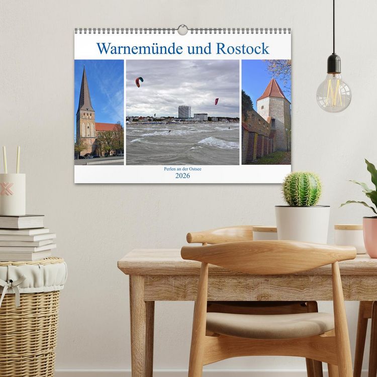 Produktbild: Warnem&uuml;nde und Rostock, Perlen an der Ostsee (Wandkalender 2026 DIN A3 quer), CALVENDO Monatskalender