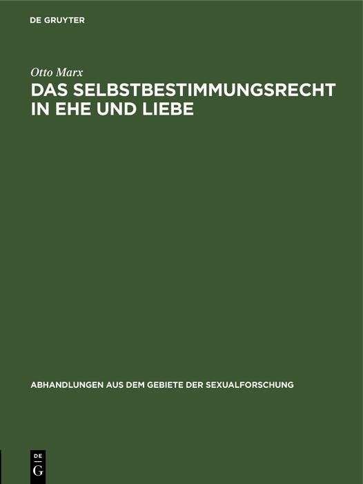 Produktbild: Das Selbstbestimmungsrecht in Ehe und Liebe