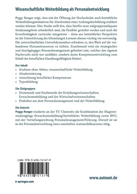 Produktbild: Wissenschaftliche Weiterbildung als Personalentwicklung