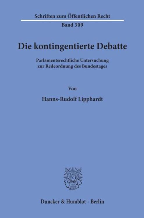 Produktbild: Die kontingentierte Debatte.