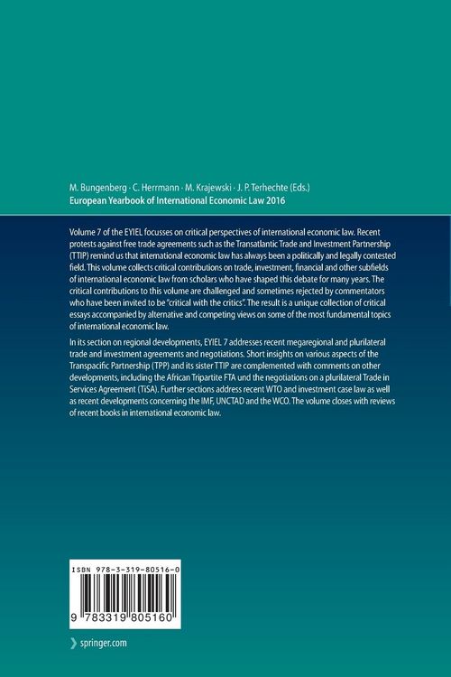 Produktbild: European Yearbook of International Economic Law 2016