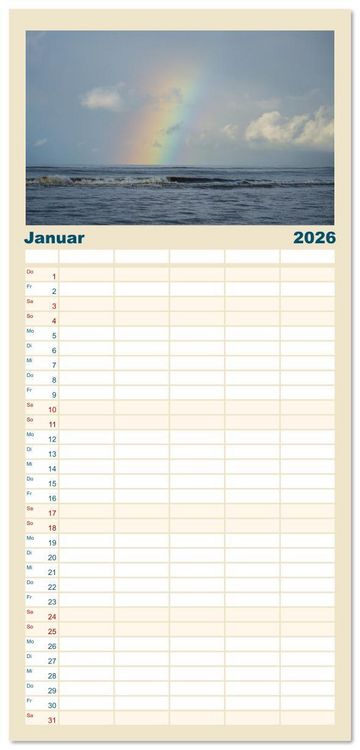 Produktbild: Familienplaner 2026 - Am Strand von Juist mit 5 Spalten (Wandkalender, 21 x 45 cm) CALVENDO