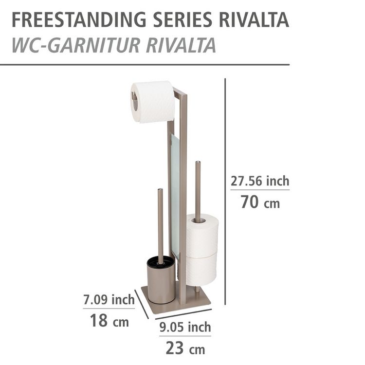 Produktbild: Stand WC-Garnitur Mod. Rivalta Taupe, Platte aus Sicherheitsglas