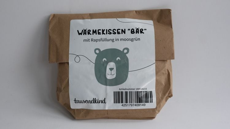 Produktbild: W&auml;rmekissen B&Auml;R mit Rapsf&uuml;llung in moosgr&uuml;n