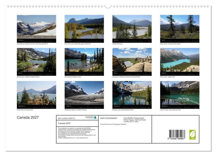 Produktbild: Canada 2027 (High Quality Premium Wall Calendar 2027 DIN A2 landscape),CALVENDO 12 Month Wall Calendar