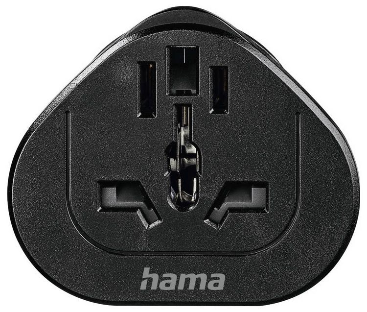Produktbild: Hama 00223454 Reiseadapter Reiseadapter Typ E und F, 3-polig, universal, Welt nach Europa, Schwarz