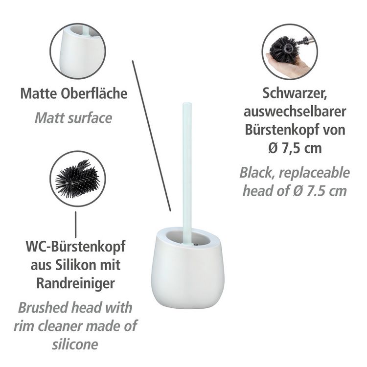 Produktbild: WC-Garnitur Mod. Badi Wei&szlig; Keramik, mit Silikon-B&uuml;rstenkopf