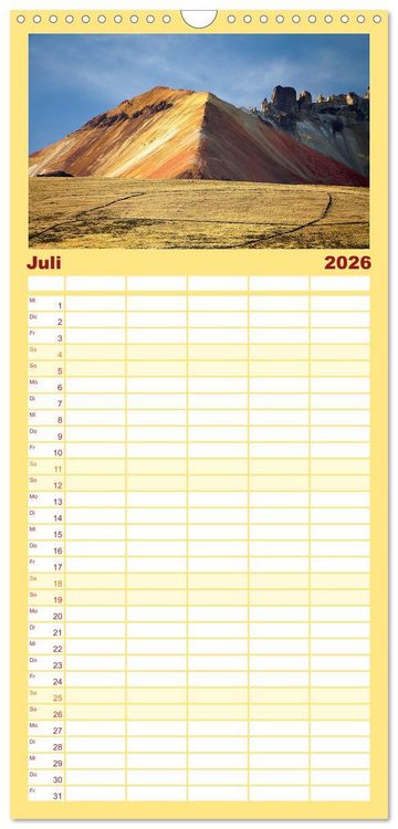 Produktbild: Familienplaner 2026 - Bolivien - Eine Wanderreise mit 5 Spalten (Wandkalender, 21 x 45 cm) CALVENDO