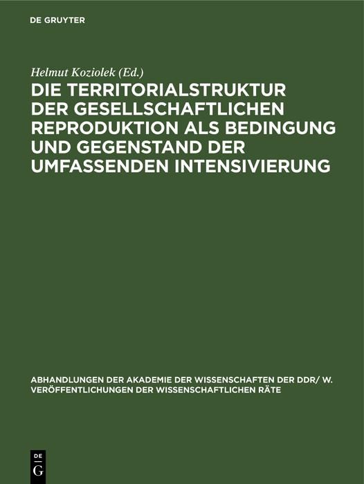 Produktbild: Die Territorialstruktur der gesellschaftlichen Reproduktion als Bedingung und Gegenstand der umfassenden Intensivierung