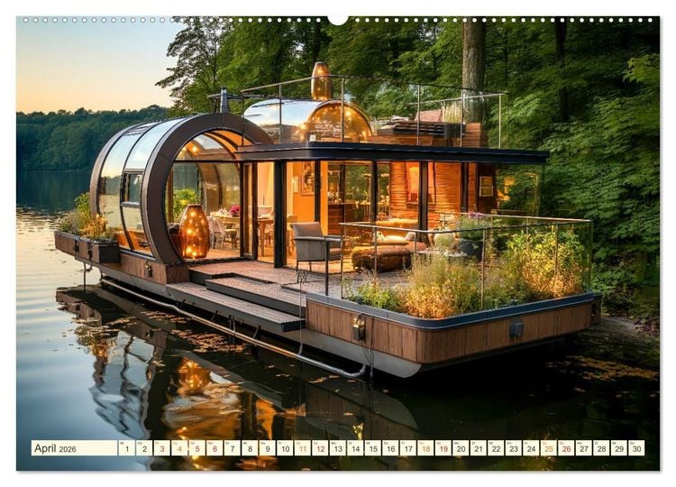 Produktbild: Hausboote Wohn Fantasien (hochwertiger Premium Wandkalender 2026 DIN A2 quer), Kunstdruck in Hochglanz