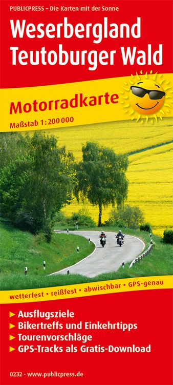 Produktbild: Motorradkarte Weserbergland - Teutoburger Wald 1:200 000