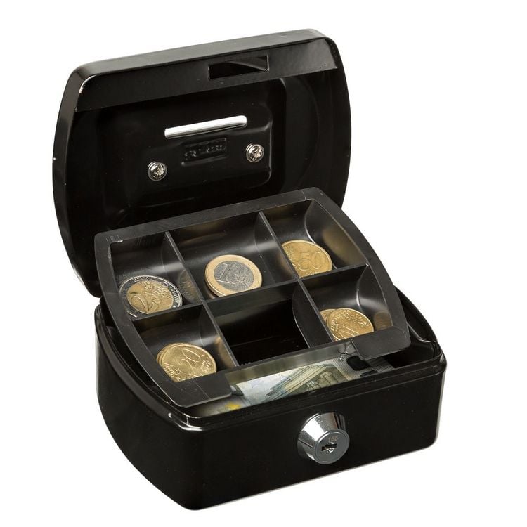 Produktbild: Idena Geldkassette Gr&ouml;&szlig;e Mini aus Metall 6 F&auml;cher schwarz 12,5x9,5x6cm
