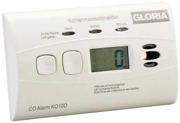 Produktbild: Gloria KO10D Kohlenmonoxid-Melder inkl. 10 Jahres-Batterie batteriebetrieben detektiert Kohlenmonoxid