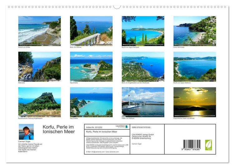Produktbild: Korfu, Perle im Ionischen Meer (hochwertiger Premium Wandkalender 2026 DIN A2 quer), Kunstdruck in Hochglanz
