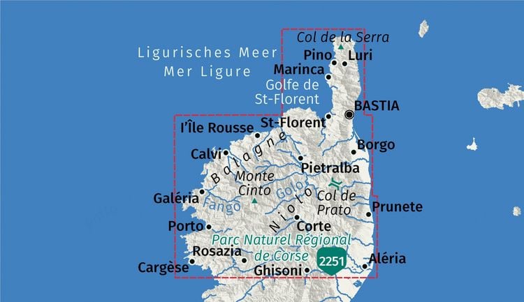 Produktbild: KOMPASS Wanderkarten-Set 2250 Korsika Nord, Corse du Nord, Weitwanderweg GR20 (3 Karten) 1:50.000