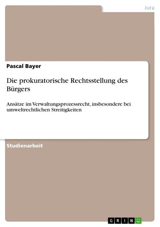 Produktbild: Die prokuratorische Rechtsstellung des B&uuml;rgers