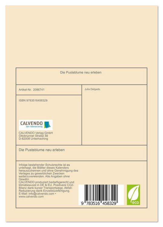 Produktbild: Die Pusteblume neu erleben (Tischkalender 2026 DIN A5 hoch), CALVENDO Monatskalender