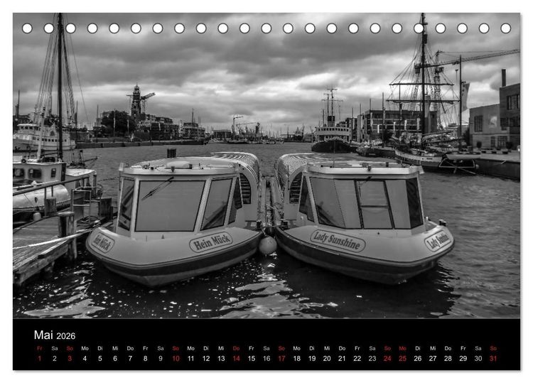 Produktbild: Bremerhaven - Blickpunkte Schwarzwei&szlig; (Tischkalender 2026 DIN A5 quer), CALVENDO Monatskalender