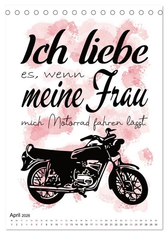 Produktbild: Biker-Spr&uuml;che (Tischkalender 2026 DIN A5 hoch), CALVENDO Monatskalender