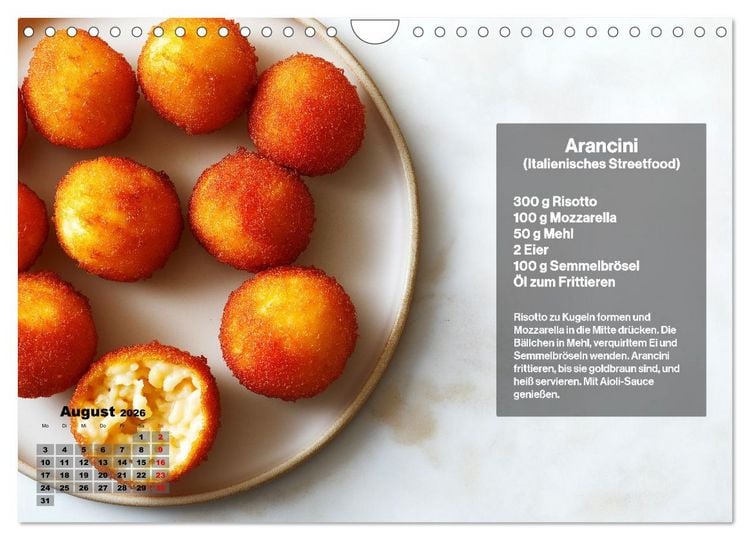 Produktbild: Streetfood Kalender - Einfache Rezepte aus den Stra&szlig;enk&uuml;chen der Welt (Wandkalender 2026 DIN A4 quer), CALVENDO Monatskalender