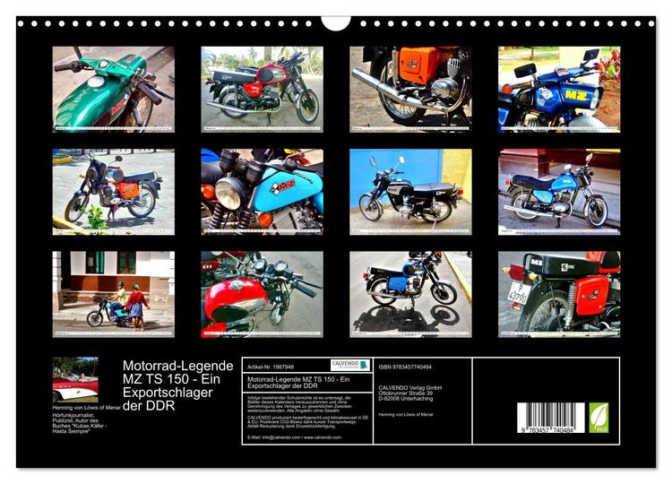 Produktbild: Motorrad-Legende MZ TS 150 - Ein Exportschlager der DDR (Wandkalender 2026 DIN A3 quer), CALVENDO Monatskalender