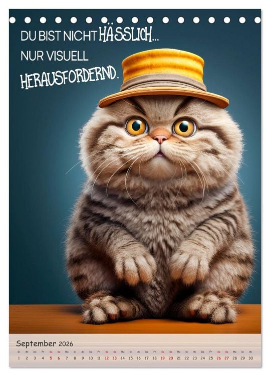 Produktbild: COOLE KATZEN Spr&uuml;cheklopfer (Tischkalender 2026 DIN A5 hoch), CALVENDO Monatskalender