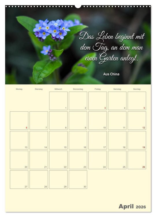 Produktbild: Gartenliebe (Wandkalender 2026 DIN A2 hoch), CALVENDO Monatskalender