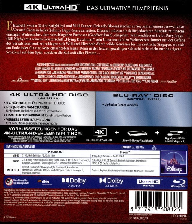 Produktbild: Pirates of the Caribbean 3 - Am Ende der Welt (4K Ultra HD) (+ Blu-ray 2D)