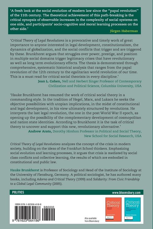 Produktbild: Critical Theory of Legal Revolutions Evolutionary Perspectives
