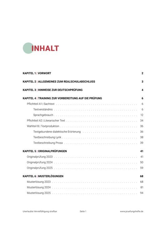 Produktbild: Pr&uuml;fungsheft - 2026 Deutsch Realschulabschluss &ndash; Baden-W&uuml;rttemberg &ndash; Original-Pr&uuml;fungen und L&ouml;sungen