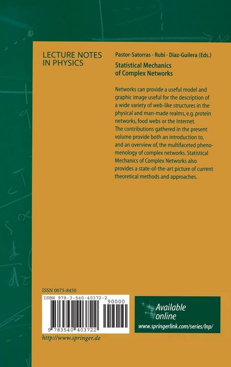 Produktbild: Statistical Mechanics of Complex Networks