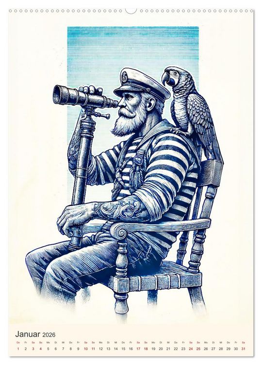 Produktbild: Seemannsleben - Vintage Matrosen und Seefahrer-Romantik (hochwertiger Premium Wandkalender 2026 DIN A2 hoch), Kunstdruck in Hochglanz
