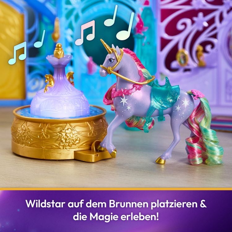 Produktbild: Unicorn Academy - Stall Spielset 90 cm inkl. Brunnen mit Licht- und Soundeffekten, 12 cm Einhorn & 24 Accessoires, Set zur Netflix Serie