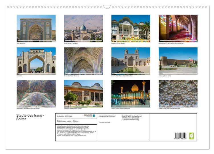 Produktbild: St&auml;dte des Irans - Shiraz (Wandkalender 2026 DIN A2 quer), CALVENDO Monatskalender