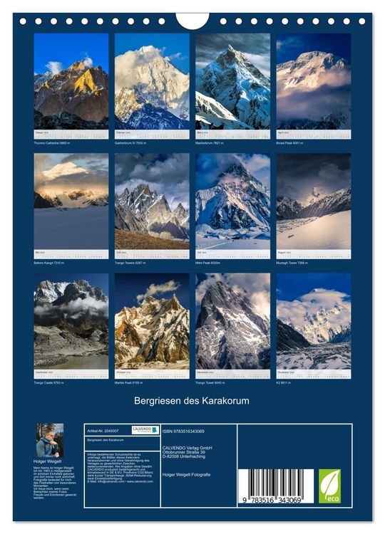 Produktbild: Bergriesen des Karakorum (Wandkalender 2026 DIN A4 hoch), CALVENDO Monatskalender