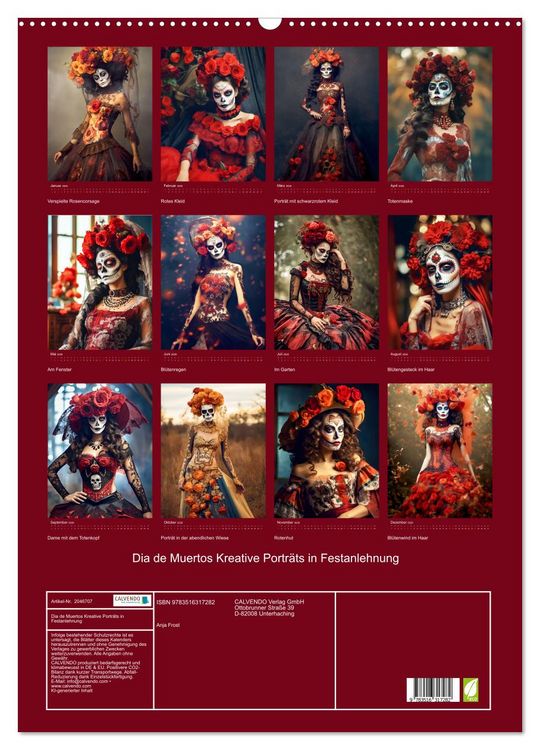 Produktbild: Dia de Muertos Kreative Portr&auml;ts in Festanlehnung (Wandkalender 2026 DIN A2 hoch), CALVENDO Monatskalender